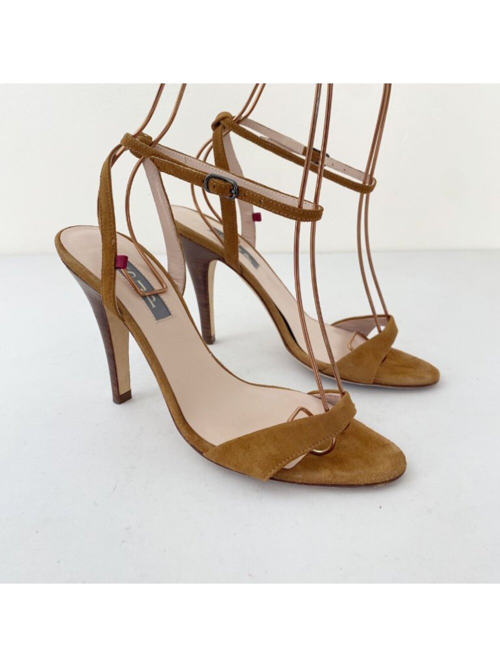SJP Sandals w Heels Shoes Suede Tan Brown